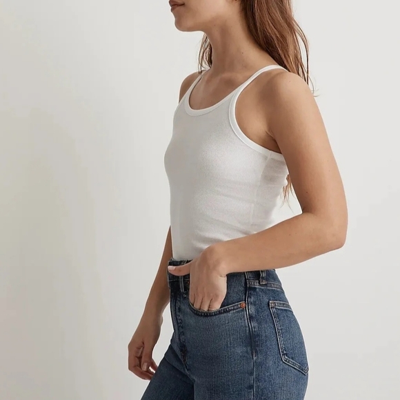 Madewell Tops - NWT Madewell Brightside Lucia Rib 90s Tank White Size XXS